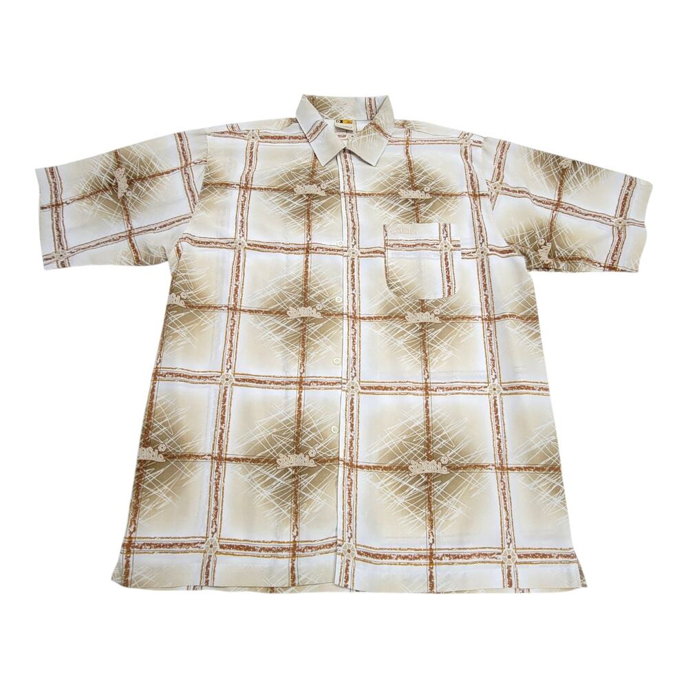 Vintage Southpole Shirt Mens XL Tan Plaid Button Up Y2K Streetwear Hip Hop